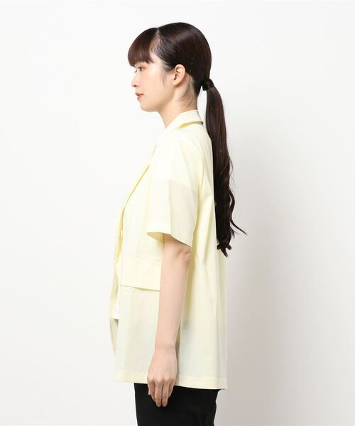 lakkanoir（ラッカノア）の「ハーフスリーブカラージャケット（ベスト・レディース・ブラック/イエロー/ブルー/クリーム/パープル/ホワイト/ライトブルー・ONESIZE）」の8枚目の写真