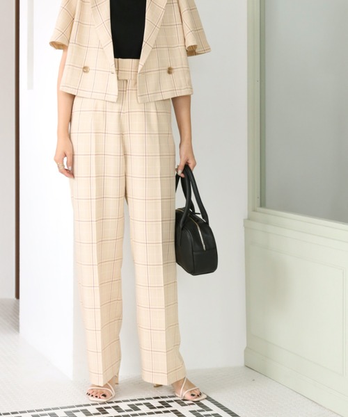 one after another NICE CLAUP（ワンアフターアナザーナイスクラップ）の「ハイウエストスラックス(セットアップジャケットあり)（スラックス・レディース・アイボリー/ブラック/ブラウン/ベージュ系その他・SMALL/MEDIUM）」の4枚目の写真