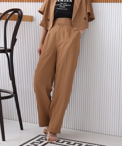 one after another NICE CLAUP（ワンアフターアナザーナイスクラップ）の「ハイウエストスラックス(セットアップジャケットあり)（スラックス・レディース・アイボリー/ブラック/ブラウン/ベージュ系その他・SMALL/MEDIUM）」の3枚目の写真