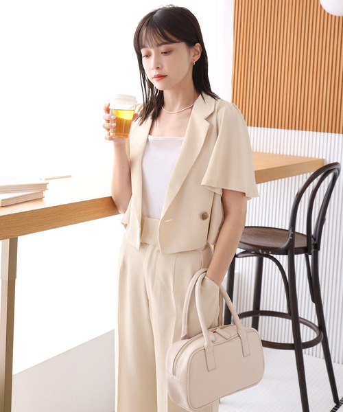 one after another NICE CLAUP（ワンアフターアナザーナイスクラップ）の「ハイウエストスラックス(セットアップジャケットあり)（スラックス・レディース・アイボリー/ブラック/ブラウン/ベージュ系その他・SMALL/MEDIUM）」の6枚目の写真