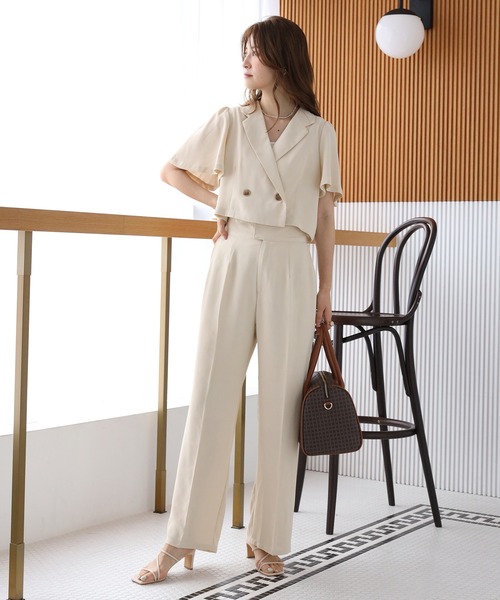 one after another NICE CLAUP（ワンアフターアナザーナイスクラップ）の「ハイウエストスラックス(セットアップジャケットあり)（スラックス・レディース・アイボリー/ブラック/ブラウン/ベージュ系その他・SMALL/MEDIUM）」の12枚目の写真