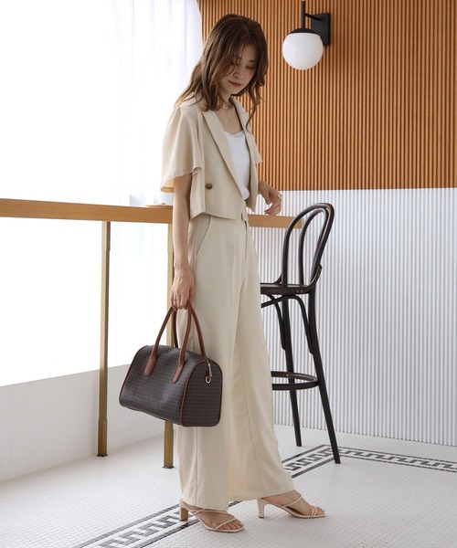 one after another NICE CLAUP（ワンアフターアナザーナイスクラップ）の「ハイウエストスラックス(セットアップジャケットあり)（スラックス・レディース・アイボリー/ブラック/ブラウン/ベージュ系その他・SMALL/MEDIUM）」の7枚目の写真