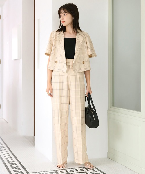 one after another NICE CLAUP（ワンアフターアナザーナイスクラップ）の「ハイウエストスラックス(セットアップジャケットあり)（スラックス・レディース・アイボリー/ブラック/ブラウン/ベージュ系その他・SMALL/MEDIUM）」の10枚目の写真