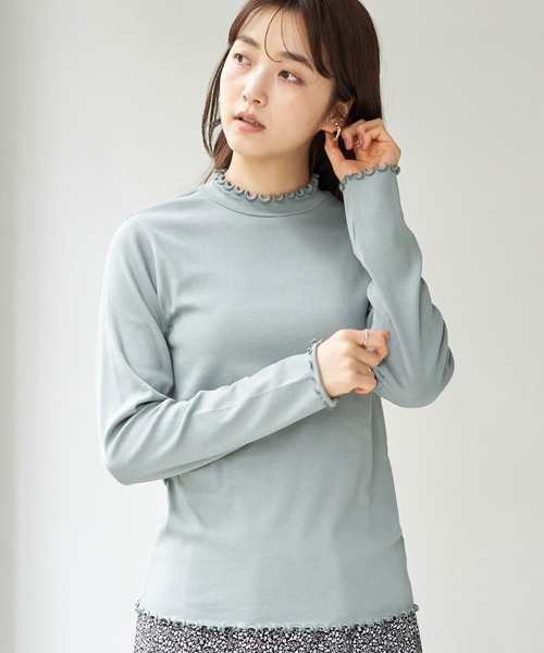 earth music&ecology（アースミュージックアンドエコロジー）の「ハイネックメローリブ長袖プルオーバー ＊（Tシャツ/カットソー・レディース・ブラック/ブラウン/オフホワイト/ミント/ラベンダー/ライトベージュ・S/M）」の5枚目の写真