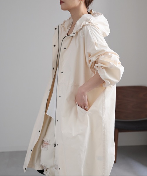 セール】ボリュームスリーブフードロングブルゾンコート ＜モッズ