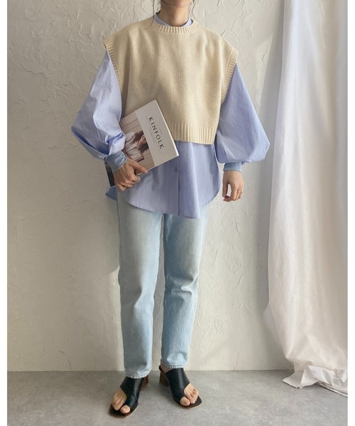 miffewベスト新品 セール】前後2wayバッククロスショート丈ニットベスト（ベスト