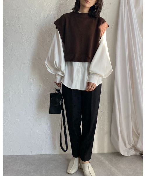 セール】前後2wayバッククロスショート丈ニットベスト（ベスト