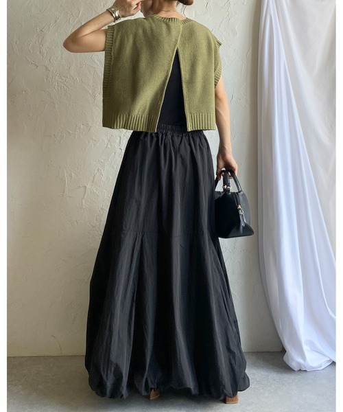 She's Closet（シーズクローゼット）の「前後2wayバッククロスショート丈ニットベスト（ベスト・レディース・ブラック/ベージュ/グリーン/スモークピンク/ライトベージュ/ダークパープル/ブルー/ブラウン/アイボリー/ライム/ブルーパープル/グレイッシュベージュ/オリーブ・FREE）」の14枚目の写真