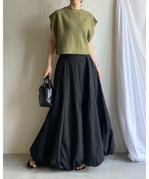 She's Closet（シーズクローゼット）の「前後2wayバッククロスショート丈ニットベスト（ベスト・レディース・ブラック/ベージュ/グリーン/スモークピンク/ライトベージュ/ダークパープル/ブルー/ブラウン/アイボリー/ライム/ブルーパープル/グレイッシュベージュ/オリーブ・FREE）」の15枚目の写真