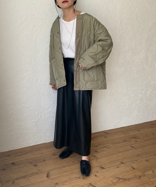 ReNorm（リノーム）の「フェイクレザーロングスカート（スカート・レディース・ブラック/ブルー/ブラウン・M/S）」の21枚目の写真