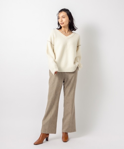 RIVE DROITE（リヴドロワ）の「《2サイズ展開》美脚効果も期待できる　メランジウールパンツ（その他パンツ・レディース・ベージュ/サックスブルー・38/36）」の13枚目の写真