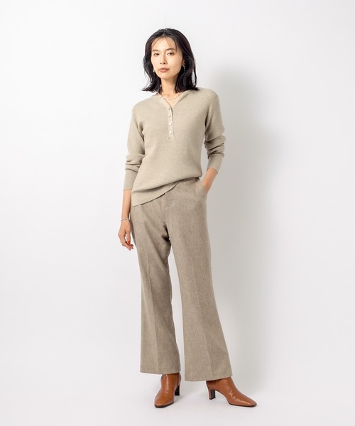 RIVE DROITE（リヴドロワ）の「《2サイズ展開》美脚効果も期待できる　メランジウールパンツ（その他パンツ・レディース・ベージュ/サックスブルー・38/36）」の9枚目の写真