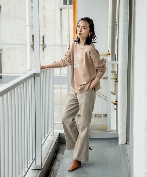 RIVE DROITE（リヴドロワ）の「《2サイズ展開》美脚効果も期待できる　メランジウールパンツ（その他パンツ・レディース・ベージュ/サックスブルー・38/36）」の8枚目の写真