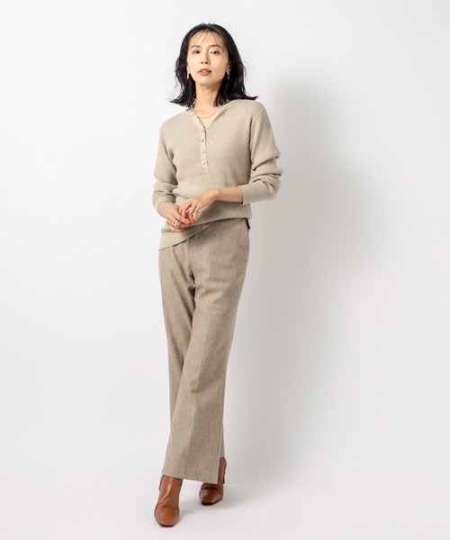 RIVE DROITE（リヴドロワ）の「《2サイズ展開》美脚効果も期待できる　メランジウールパンツ（その他パンツ・レディース・ベージュ/サックスブルー・38/36）」の5枚目の写真