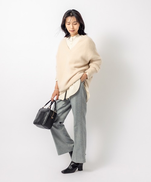 RIVE DROITE（リヴドロワ）の「《2サイズ展開》美脚効果も期待できる　メランジウールパンツ（その他パンツ・レディース・ベージュ/サックスブルー・38/36）」の3枚目の写真