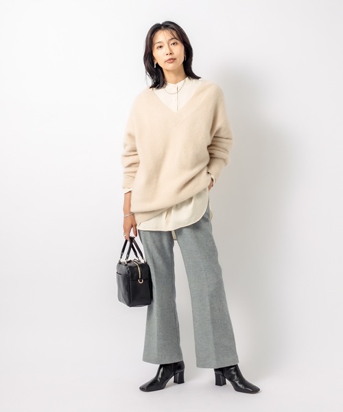 RIVE DROITE（リヴドロワ）の「《2サイズ展開》美脚効果も期待できる　メランジウールパンツ（その他パンツ・レディース・ベージュ/サックスブルー・38/36）」の11枚目の写真