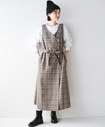 haco!（ハコ）の「【φ】「私らしく」が自由自在。たっぷり着まわしも計算済み 楽ちんなのによそ行き見えな大人のチェックジャンパースカート（ジャンパースカート・レディース）」