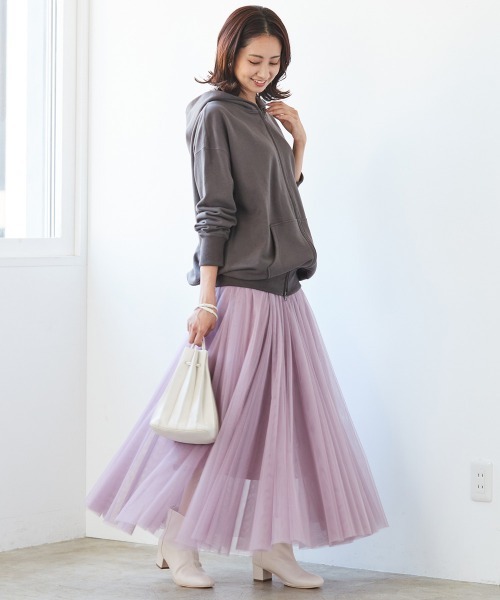 CHIC STYLE（シックスタイル）の「＜大きいサイズ＞10枚切替ロングフレアチュールスカート シックスタイル　（スカート・レディース・ピンク系/ブラック/モカ/ネイビー/カーキ・4L/3L/5L/L/LL/6L）」の5枚目の写真