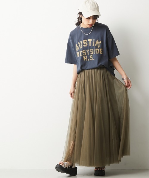 CHIC STYLE（シックスタイル）の「＜大きいサイズ＞10枚切替ロングフレアチュールスカート シックスタイル　（スカート・レディース・ピンク系/ブラック/モカ/ネイビー/カーキ・4L/3L/5L/L/LL/6L）」の21枚目の写真