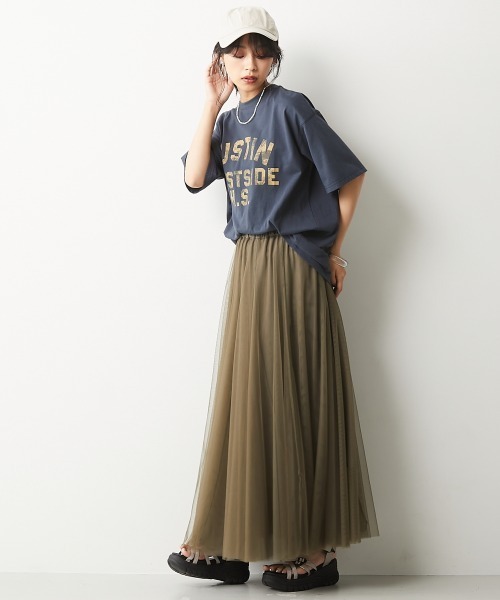 CHIC STYLE（シックスタイル）の「＜大きいサイズ＞10枚切替ロングフレアチュールスカート シックスタイル　（スカート・レディース・ピンク系/ブラック/モカ/ネイビー/カーキ・4L/3L/5L/L/LL/6L）」の9枚目の写真