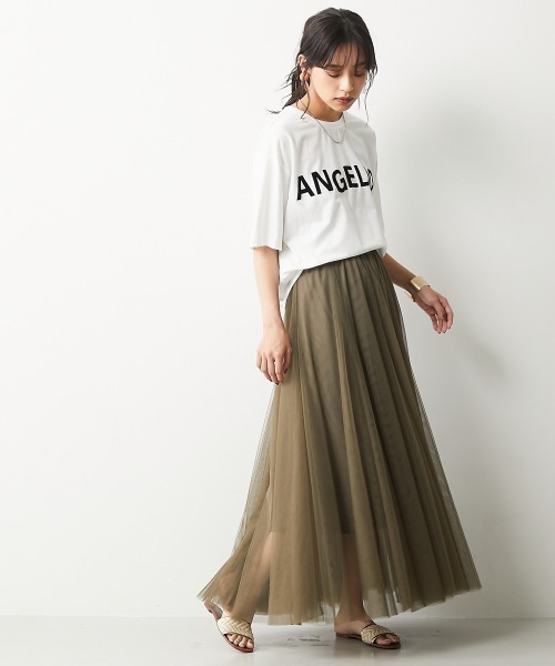 CHIC STYLE（シックスタイル）の「＜大きいサイズ＞10枚切替ロングフレアチュールスカート シックスタイル　（スカート・レディース・ピンク系/ブラック/モカ/ネイビー/カーキ・4L/3L/5L/L/LL/6L）」の19枚目の写真