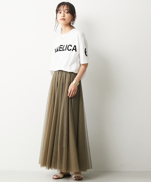 CHIC STYLE（シックスタイル）の「＜大きいサイズ＞10枚切替ロングフレアチュールスカート シックスタイル　（スカート・レディース・ピンク系/ブラック/モカ/ネイビー/カーキ・4L/3L/5L/L/LL/6L）」の16枚目の写真