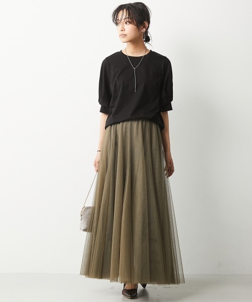 CHIC STYLE（シックスタイル）の「＜大きいサイズ＞10枚切替ロングフレアチュールスカート シックスタイル　（スカート・レディース・ピンク系/ブラック/モカ/ネイビー/カーキ・4L/3L/5L/L/LL/6L）」の14枚目の写真