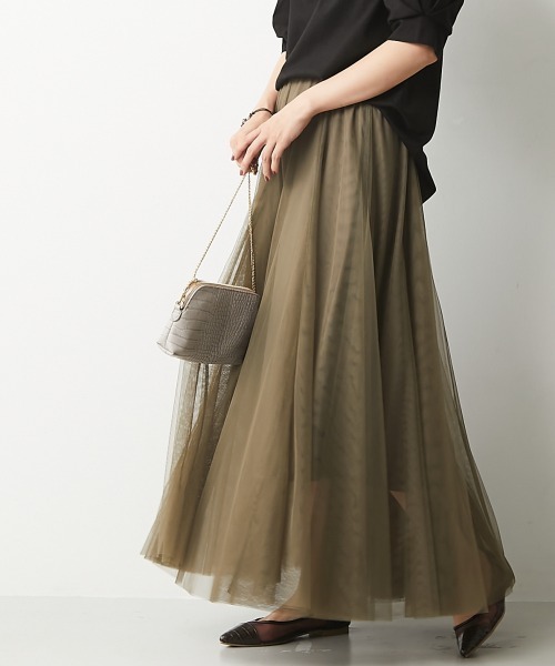 CHIC STYLE（シックスタイル）の「＜大きいサイズ＞10枚切替ロングフレアチュールスカート シックスタイル　（スカート・レディース・ピンク系/ブラック/モカ/ネイビー/カーキ・4L/3L/5L/L/LL/6L）」の13枚目の写真