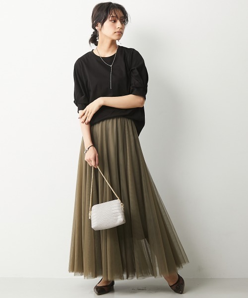 CHIC STYLE（シックスタイル）の「＜大きいサイズ＞10枚切替ロングフレアチュールスカート シックスタイル　（スカート・レディース・ピンク系/ブラック/モカ/ネイビー/カーキ・4L/3L/5L/L/LL/6L）」の22枚目の写真