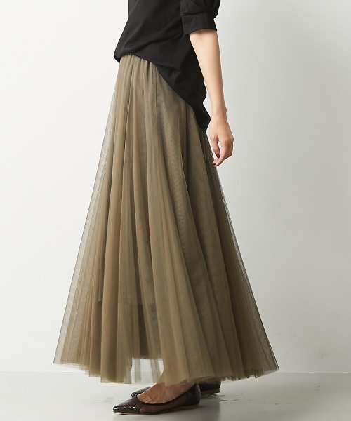 CHIC STYLE（シックスタイル）の「＜大きいサイズ＞10枚切替ロングフレアチュールスカート シックスタイル　（スカート・レディース・ピンク系/ブラック/モカ/ネイビー/カーキ・4L/3L/5L/L/LL/6L）」の12枚目の写真