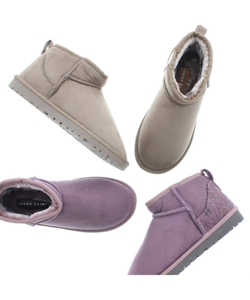 JELLY BEANS（ジェリービーンズ）の「アンクル丈ムートンブーツ(214-40286)JELLY BEANS(ジェリービーンズ)（ブーツ・レディース・ブラック/ラベンダー/グレイッシュベージュ・S/M/L）」の4枚目の写真
