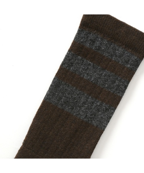 UNION（ユニオン）の「PAA RECYCLED WOOL STRIPED CREW SOX パウ UNION ユニオン ソックス 靴下（ソックス/靴下・メンズ・ベージュ/オリーブ・FREE）」の4枚目の写真