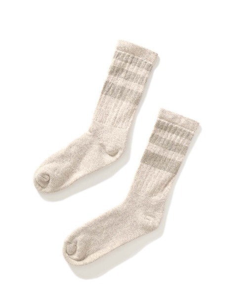 UNION（ユニオン）の「PAA RECYCLED WOOL STRIPED CREW SOX パウ UNION ユニオン ソックス 靴下（ソックス/靴下・メンズ・ベージュ/オリーブ・FREE）」の6枚目の写真