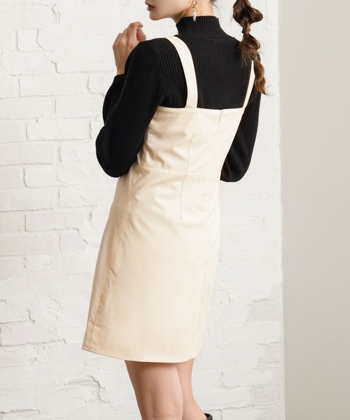 Newlyme（ニューリーミー）の「レザージャンスカワンピ（ワンピース・レディース・ホワイト/ブラック・M-L/L-XL）」の10枚目の写真