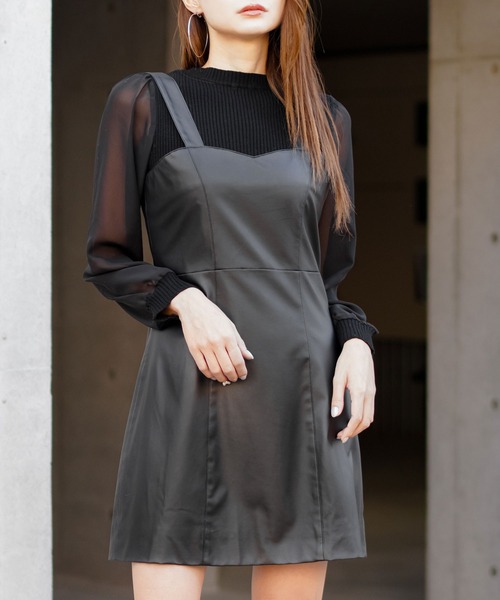 Newlyme（ニューリーミー）の「レザージャンスカワンピ（ワンピース・レディース・ホワイト/ブラック・M-L/L-XL）」の8枚目の写真