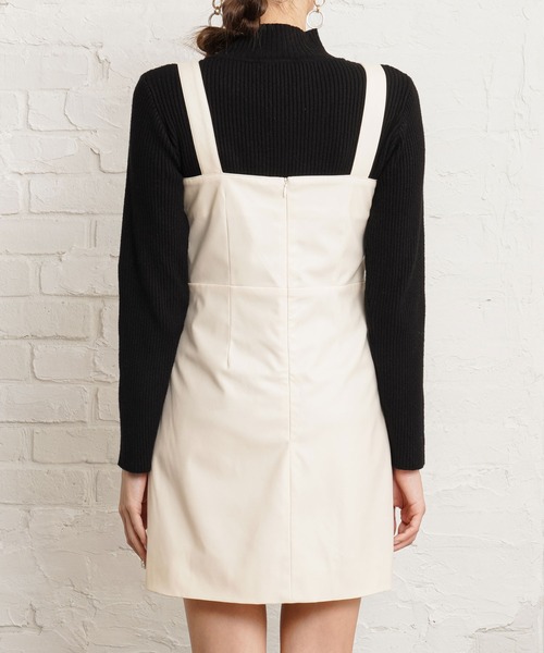 Newlyme（ニューリーミー）の「レザージャンスカワンピ（ワンピース・レディース・ホワイト/ブラック・M-L/L-XL）」の3枚目の写真