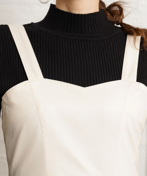 Newlyme（ニューリーミー）の「レザージャンスカワンピ（ワンピース・レディース・ホワイト/ブラック・M-L/L-XL）」の5枚目の写真