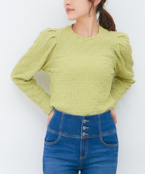 Honeys(ハニーズ)の「パワショルトップス(Tシャツ/カットソー・レディース・ホワイト/ブラック/イエロー系その他・S/M/L)」の1枚目の写真