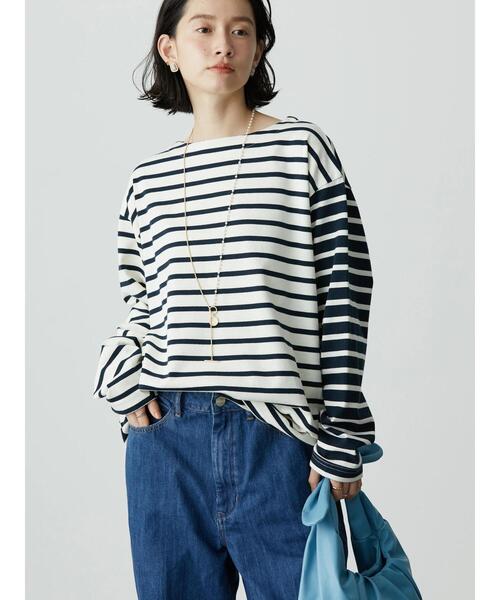 ✿α様❤️11点☘️T15056☘️AMERICANHOLIC ボーダーカットソー L セール】ボートネックボーダーカットプルオーバー（Tシャツ