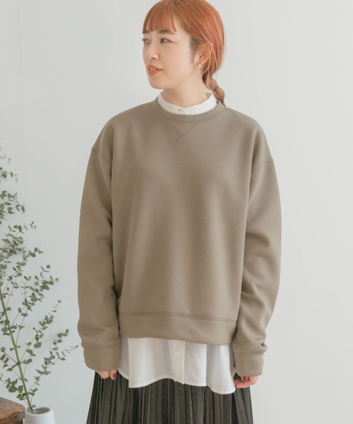 ITEMS URBANRESEARCH（アイテムズ アーバンリサーチ）の「ダンボールクルーネックプルオーバー（Tシャツ/カットソー・レディース・チャコールグレー/カーキ/アイボリー・FREE）」の4枚目の写真