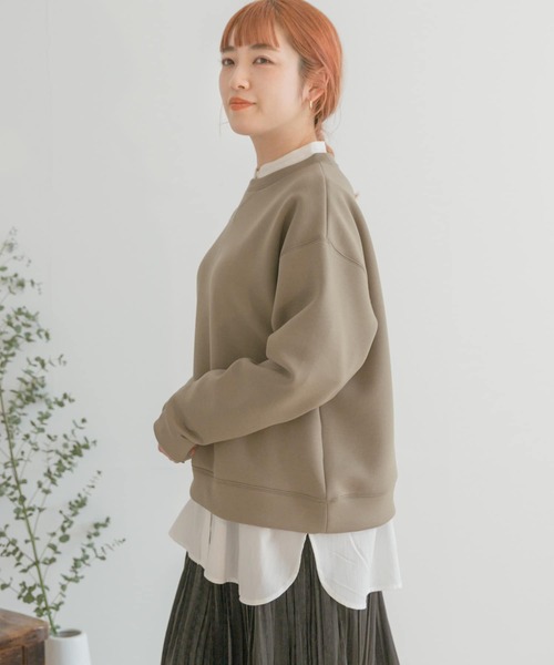 ITEMS URBANRESEARCH（アイテムズ アーバンリサーチ）の「ダンボールクルーネックプルオーバー（Tシャツ/カットソー・レディース・チャコールグレー/カーキ/アイボリー・FREE）」の5枚目の写真