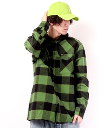 LRG フード付き長袖チェックシャツ