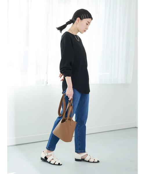 earth music&ecology（アースミュージックアンドエコロジー）の「デニムテーパードパンツ＊（その他パンツ・レディース・ブラック/インディゴブルー・S/M/L）」の15枚目の写真