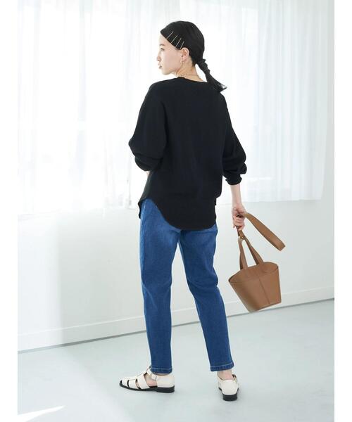 earth music&ecology（アースミュージックアンドエコロジー）の「デニムテーパードパンツ＊（その他パンツ・レディース・ブラック/インディゴブルー・S/M/L）」の16枚目の写真