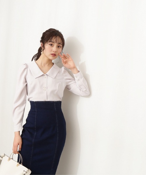 PROPORTION BODY DRESSING（プロポーションボディドレッシング）の「Ｖネックカラーブラウス / 1212110203（シャツ/ブラウス・レディース・グレー/オフホワイト/ブルー・MEDIUM/SMALL）」の2枚目の写真