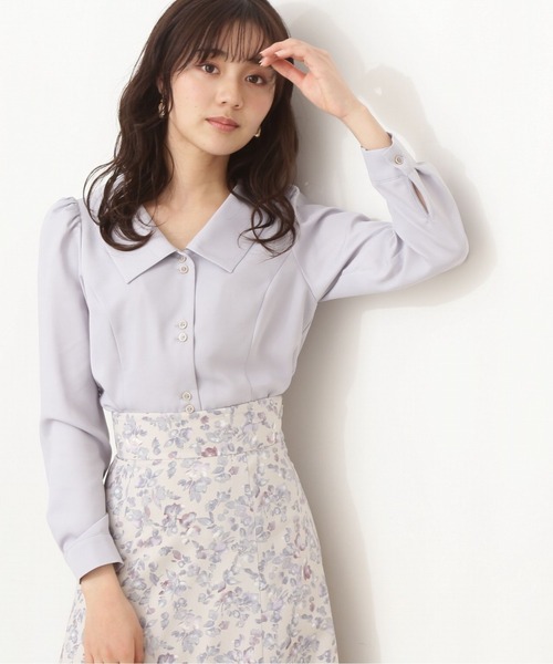 PROPORTION BODY DRESSING（プロポーションボディドレッシング）の「Ｖネックカラーブラウス / 1212110203（シャツ/ブラウス・レディース・グレー/オフホワイト/ブルー・MEDIUM/SMALL）」の3枚目の写真