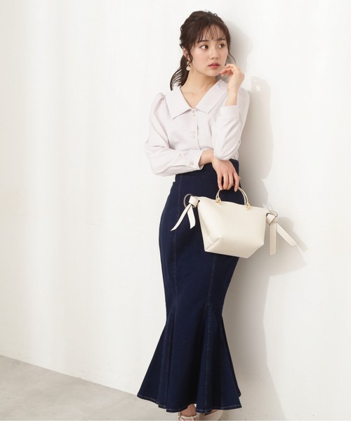 PROPORTION BODY DRESSING（プロポーションボディドレッシング）の「Ｖネックカラーブラウス / 1212110203（シャツ/ブラウス・レディース・グレー/オフホワイト/ブルー・MEDIUM/SMALL）」の5枚目の写真