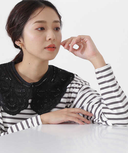 NATURAL BEAUTY BASIC（ナチュラルビューティーベーシック）の「エンブロイダリーカラー（付け襟・レディース・ホワイト/ブラック・ﾌﾘ-）」の20枚目の写真