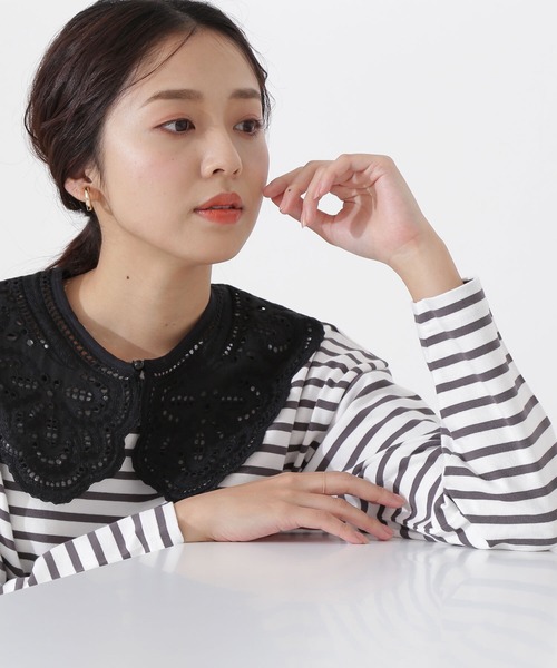 NATURAL BEAUTY BASIC（ナチュラルビューティーベーシック）の「エンブロイダリーカラー（付け襟・レディース・ホワイト/ブラック・ﾌﾘ-）」の9枚目の写真