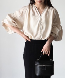 Riberry | シアーキーネックギャザーブラウス(シャツ/ブラウス)